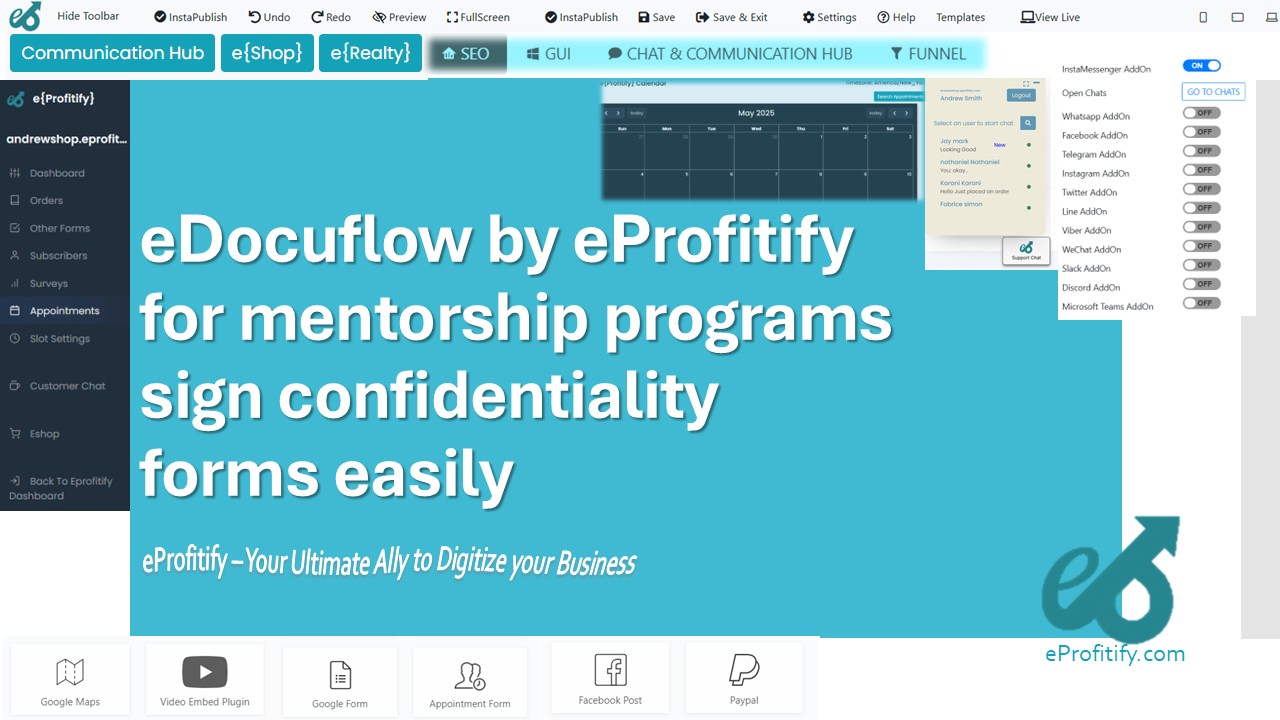eDocuflow by eProfitify for mentorship programs sign confidentiality forms easily